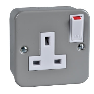 Schneider Electric Exclusive Metal clad - switched socket - 13 A - 230 V - 1 gang - grey - GMC131SS