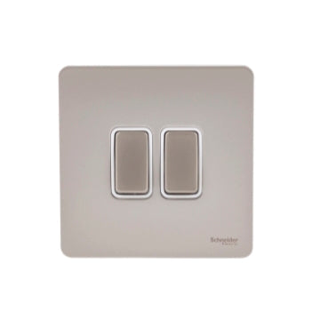 Schneider Electric Plate switch, Ultimate Screwless flat plate, 1-pole 2-way, screw terminals, IP20  - GU1422 - ( White metal/ Pearl Nickel/ Antique Brass)