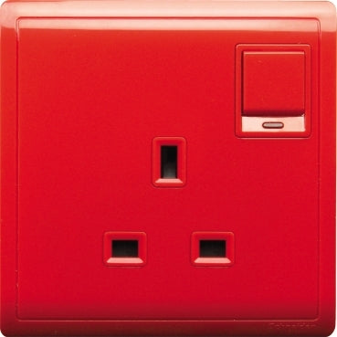 Schneider Electric Pieno 13A 250V 1 Gang Switched Socket With Neon, Full Red Model Number - E8215N_Rd