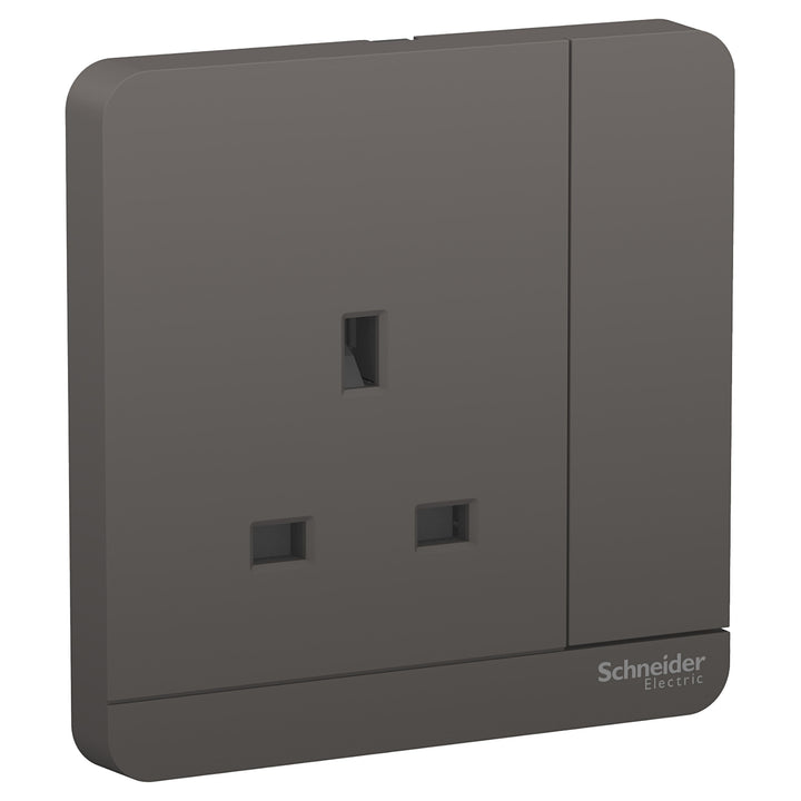 Schneider Electric AvatarOn 1 Gang Switched Socket 3P 13A 250V LED - Dark Grey/ Gold Hairline/ White/ Wine Gold/ Dark Wood E8315N_G12 (Single Piece / Pack of 3 / Pack of 5 )