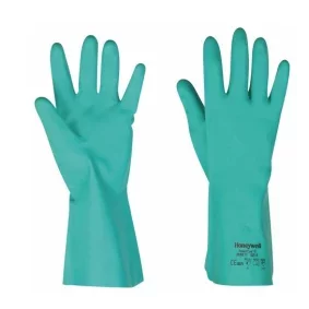 Honeywell 2095301 Powercoat Nitraf, Chemical Resistant Gloves, Green, Nitrile, Cotton Flocked Liner - ( Size 8 / 9 / 10)
